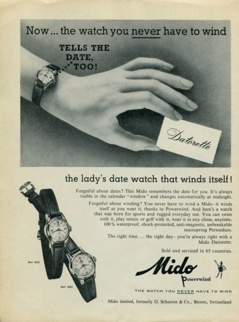 1959 Mido Watch Company Mido Datorette Advert Vintage 1959 Swiss Ad Suisse Advert Horology