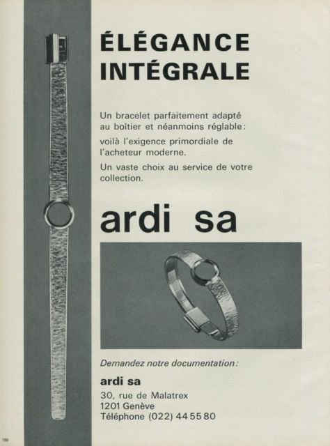 Ardi S.A. Company Geneva Switzerland 1968 Swiss Ad Suisse Advert Horology