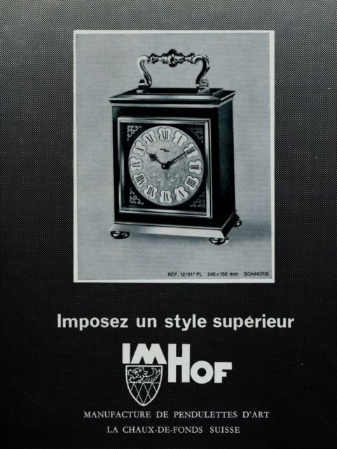 Imhof Clock Company Switzerland 1967 Swiss Ad Suisse Horlogerie Advert Horology