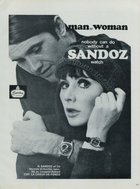 1967 Sandoz Watch Company Switzerland Vintage 1967 Swiss Ad Suisse Advert H. Sandoz et Co
