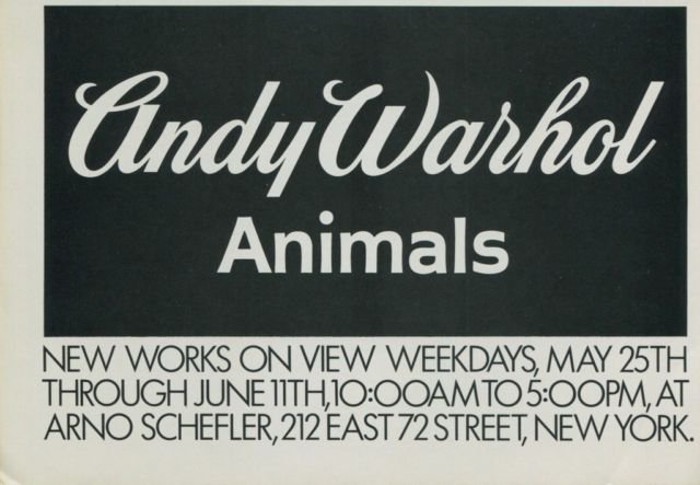 Andy Warhol Animals Vintage 1976 Art Exhibition Ad Arno Schefler Gallery NY