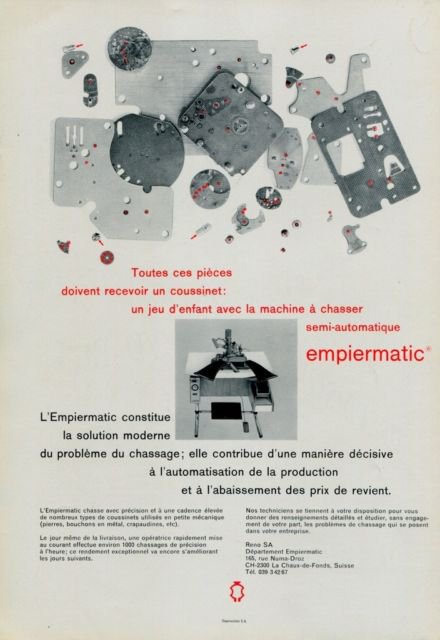 Empiermatic Vintage 1969 Swiss Ad Suisse Advert Horology Horlogerie Reno SA
