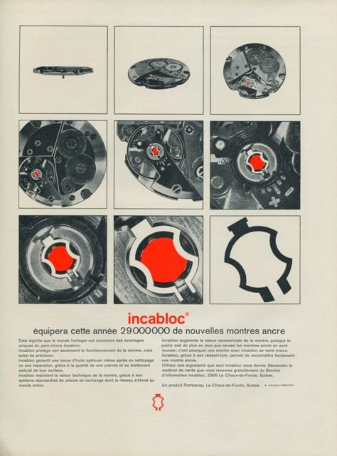 1966 Incabloc Portescap Company Vintage 1966 Swiss Ad Suisse Advert Horology