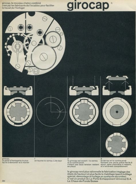 1962 Girocap Le Porte-Echappement Universel 1962 Swiss Ad Suisse Advert Horlogerie Horology
