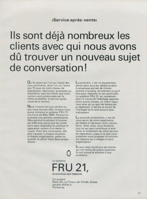 1971 Fru 21 Portescap Company Reno SA Vintage 1971 Swiss Ad Suisse Advert Horology Horlogerie