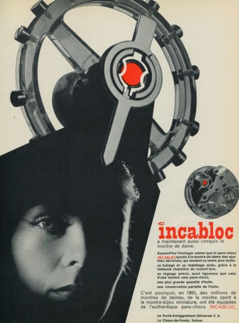 1956 Incabloc Le Porte-Echappement Universel SA 1956 Swiss Ad Suisse Advert Horology