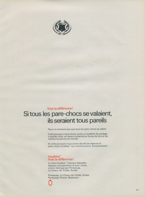 1973 Incabloc Portescap Company Switzerland Vintage 1973 Swiss Ad Suisse Advert Horology