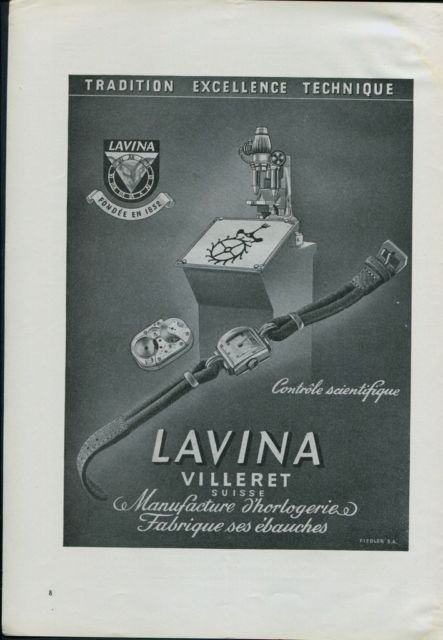 1947 Lavina Watch Company Switzerland Vintage 1947 Swiss Ad Suisse Advert Horlogerie Horology