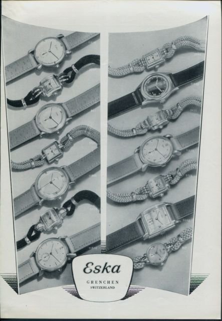 1947 Eska Watch Company Grenchen Switzerland Vintage 1947 Swiss Ad Suisse Advert