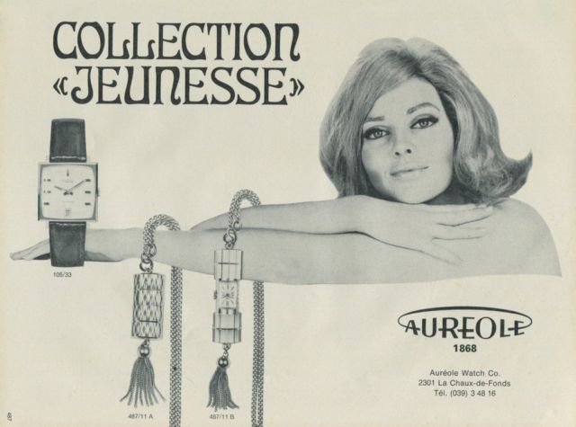 Aureole Watch Company Vintage 1967 Swiss Ad Suisse Advert Horology Horlogerie