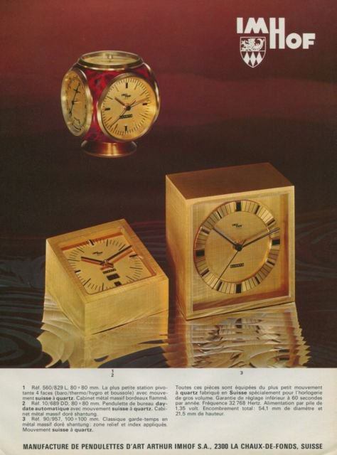 Arthur Imhof Clock Company Switzerland Vintage 1973 Swiss Ad Suisse Advert Horlogerie