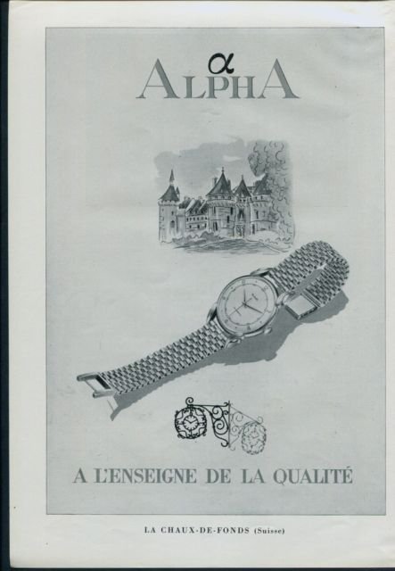 Alpha Watch Company Switzerland Vintage 1947 Swiss Ad Suisse Advert Horlogerie