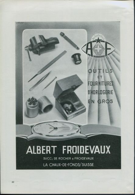 Albert Froidevaux Switzerland 1947 Swiss Ad Suisse Advert Horlogerie Horology