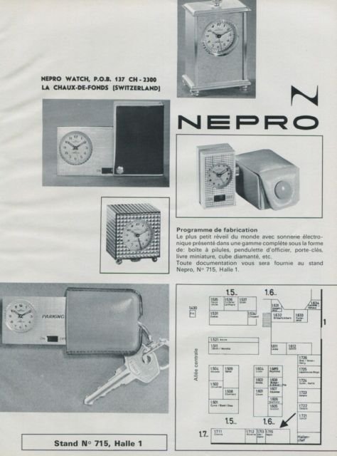 1972 Nepro Watch Company Foire de Bale Switzerland Vintage 1972 Swiss Ad Suisse Advert