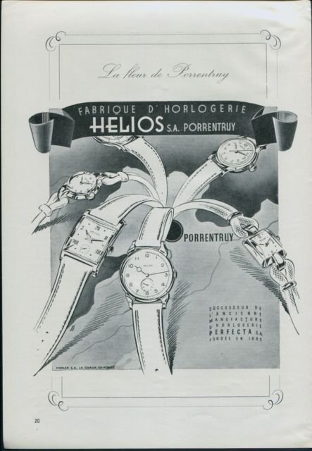 1947 Helios Watch Company Switzerland Vintage 1947 Swiss Ad Suisse Advert Pprrentruy