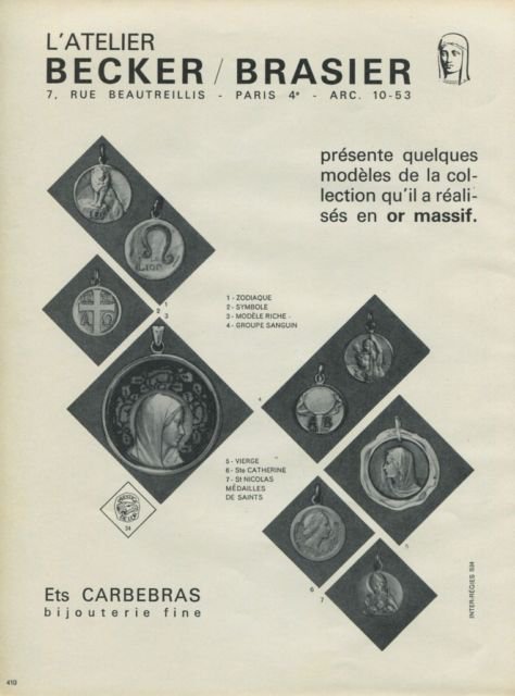 Atelier Becker Brasier Paris France Vintage 1965 Swiss Ad Suisse Advert