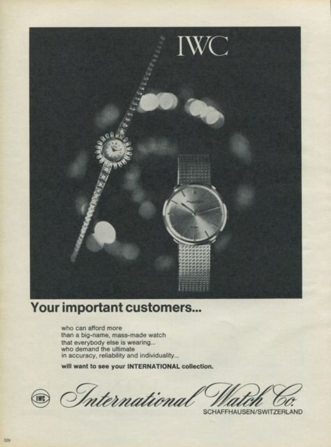 1965 IWC International Watch Company Vintage 1965 Swiss Ad Suisse Advert Horology