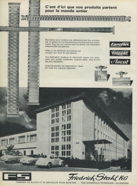 1965 Friedrich Stahl KG Company Pforzheim Germany 1965 Swiss Ad Suisse Advert Horology