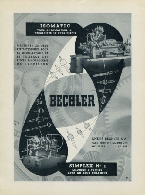1956 Bechler Machine Company Moutier Switzerland 1956 Swiss Ad Suisse Advert Horlogerie Horology