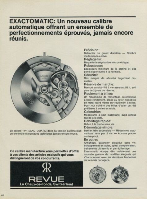1967 Revue Watch Company Revue Exactomatic Advert Vintage 1967 Swiss Ad Suisse Advert Horology