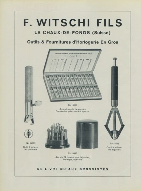 1956 F. Witschi Fils Switzerland 1956 Swiss Ad Suisse Advert Horlogerie Horology