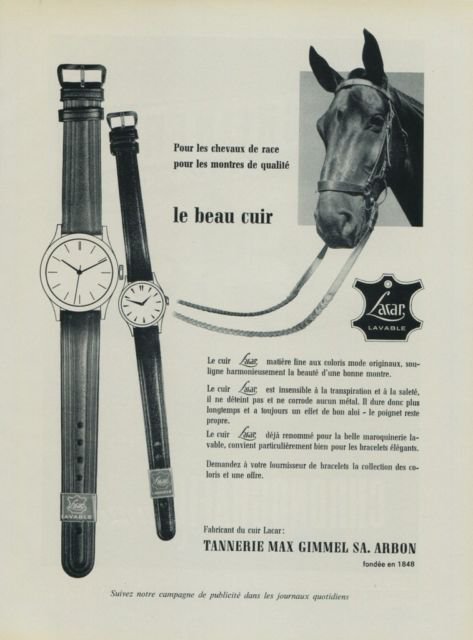 1956 Lacar Lavable Company Vintage 1956 Swiss Ad Suisse Advert Horlogerie  Max Gimmel S.A.
