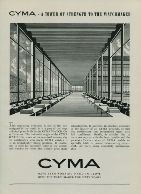 Cyma Watch Company Original 1950 Swiss Ad Switzerland Suisse Advert Horology