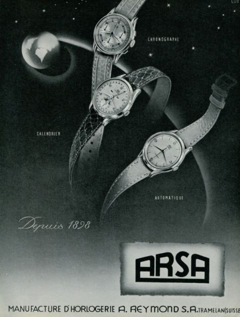 Arsa Watch Company Switzerland 1949 Swiss Ad Suisse Horlogerie Horology Advert
