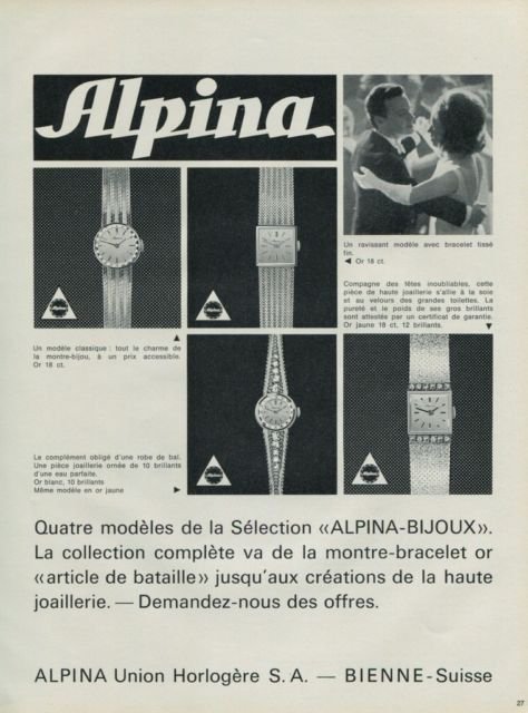 Alpina Watch Company Bienne Switzerland Vintage 1968 Swiss Ad Suisse Advert