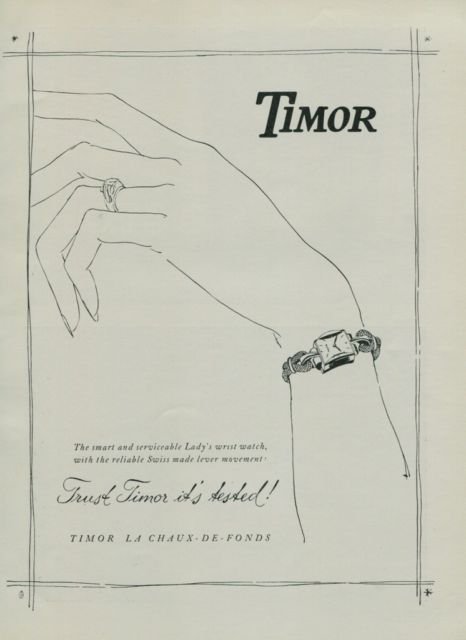 1950 Timor Watch Company Switzerland Vintage 1950 Swiss Ad Suisse Advert Horology Horlogerie