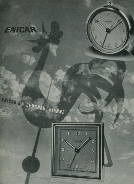 1950 Enicar Clock Company Langnau Switzerland Vintage 1950 Swiss Ad Suisse Advert