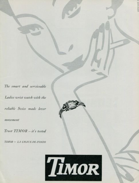 1949 Timor Watch Company Switzerland Vintage 1949 Swiss Ad Suisse Advert Horology La Chaux-de-Fonds