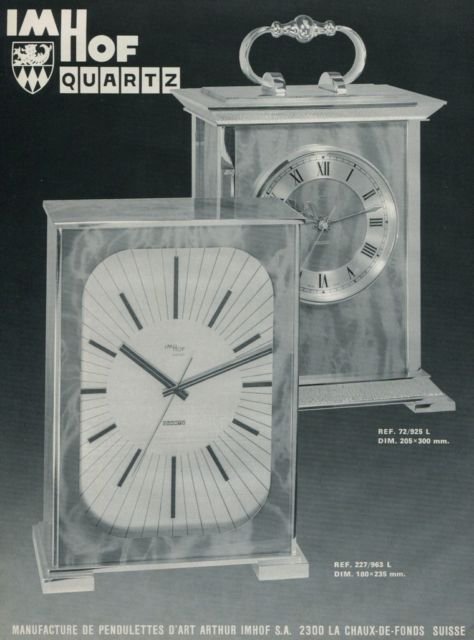 1973 Arthur Imhof Clock Company Switzerland 1973 Swiss Ad Suisse Advert Horlogerie Horology