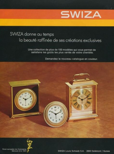 1973 Swiza Clock Company Delemont Switzerland Louis Schwab S.A. 1973 Swiss Ad Suisse Advert