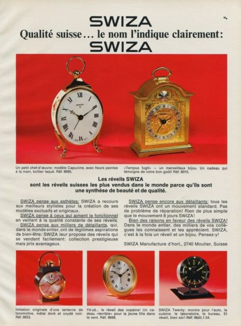 1968 Swiza Clock Company Moutier Switzerland Vintage 1968 Swiss Ad Suisse Advert  Horology