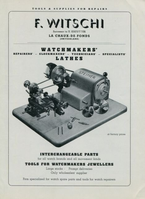 1949 F. Witschi Watch Repair & Parts Company 1949 Swiss Ad Suisse Advert Horology Horlogerie