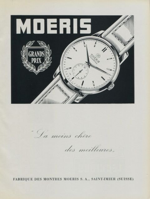 1956 Moeris Watch Company Switzerland Vintage 1956 Swiss Ad Suisse Advert