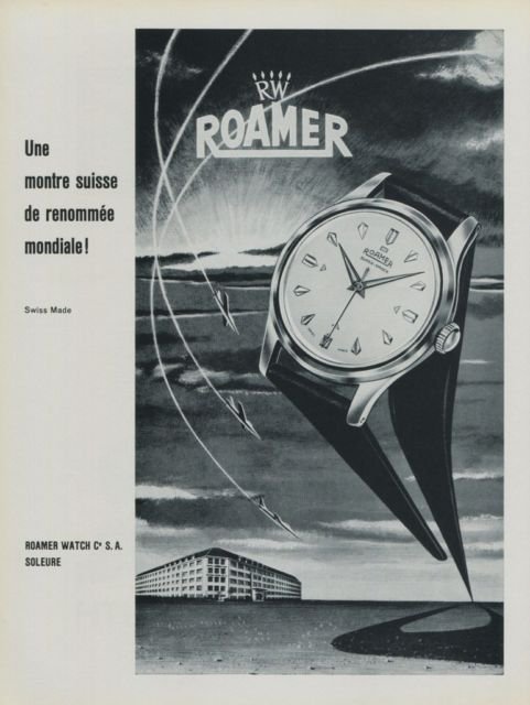 1956 Roamer Watch Company Soleure Switzerland 1956 Swiss Ad Suisse Advert Horlogerie