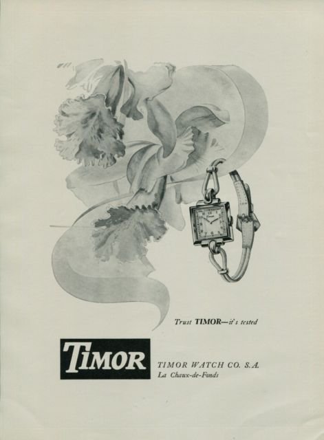 1950 Timor Watch Company Trust Timor Vintage 1950 Swiss Ad Suisse Advert