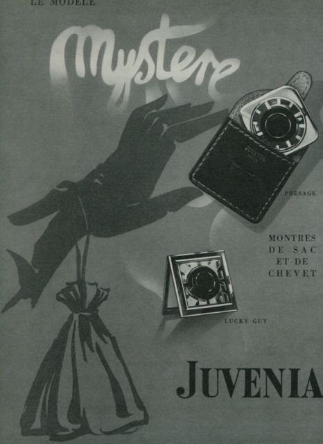 1950 Juvenia Clock Company Switzerland Mystere Vintage 1950 Swiss Ad Suisse Advert