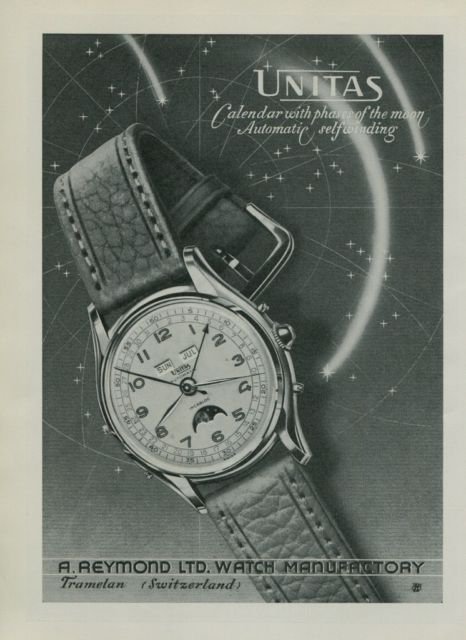 1950 Unitas Watch Company A. Reymond Tramelan Switzerland Vintage 1950 Swiss Ad Suisse Advert