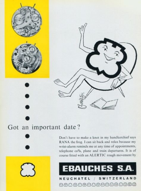 Ebauches S.A. Company 1956 Swiss Ad Neuchatel Suisse Advert Horlogerie Horology Alertic