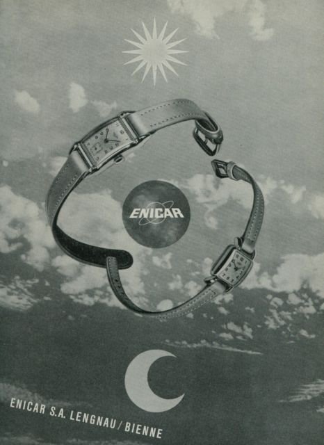 Enicar Watch Company Vintage 1950 Swiss Ad Suisse Advert Bienne Switzerland