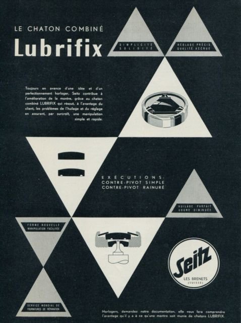 Seitz Lubrifix Company Vintage 1956 Swiss Ad Suisse Advert Horlogerie Horology