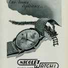 Nicolet Watch Company Vintage 1949 Swiss Ad Suisse Advert Horology Tramelan Switzerland