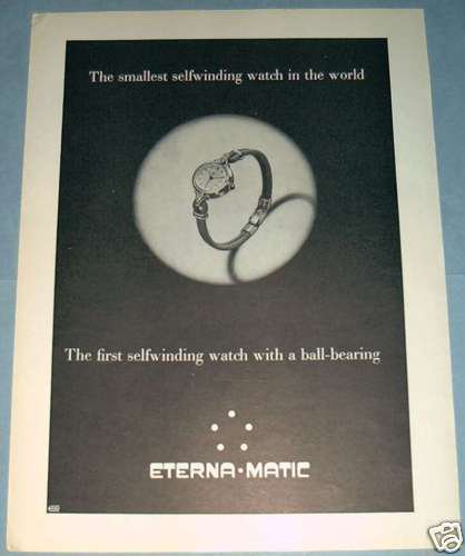 Eterna Watch Company Eterna Matic 1951 Swiss Ad Suisse Advert Horology Horlogerie