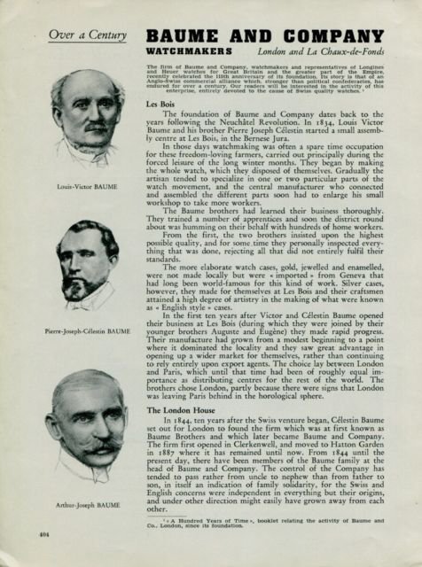 1949 Baume and Company Watch Company Vintage 1949 Swiss Magazine Article 115 Year Anniversary