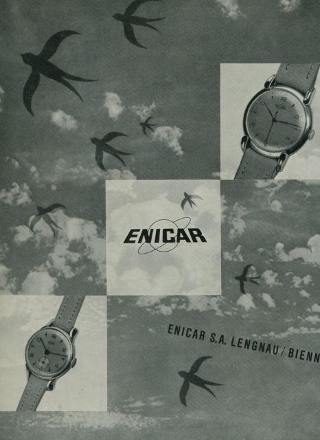 Enicar Watch Company Bienne Switzerland Vintage 1950 Swiss Ad Suisse Advert Horology