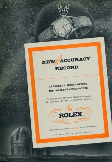 1950 Rolex Watch Company New Accuracy Record Geneva Switzerland 1950 Swiss Ad Suisse Advert