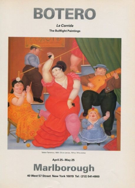 Fernando Botero 1985 Art Exhibition Ad Tablao Flamenco La Corrida Bullfight